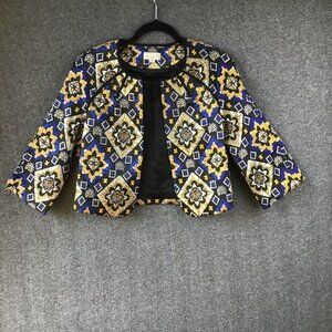 Vintage Ann Taylor Loft Metallic Diamond Cropped Quilted Jacket‎ Size XXS